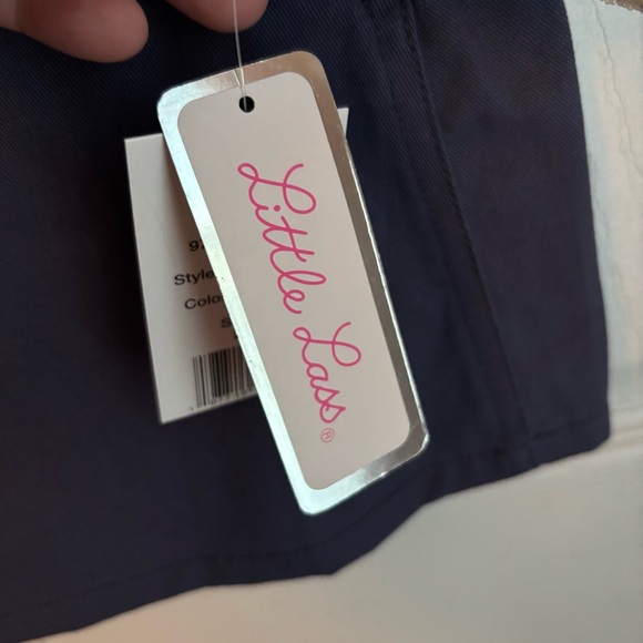 New Little Lass 3T Girl Blue Floral Overall Dress Long Sleeve Tee - Picture 6 of 6